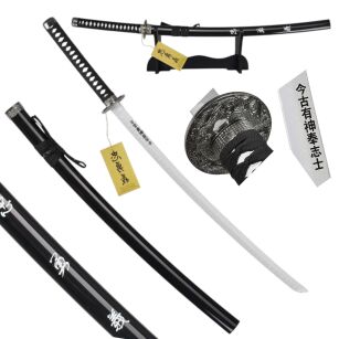Drewniany Miecz Katana Lojalność, Odwaga i Moralność Inspirowany OSTATNI SAMURAJ z Pochwą i Stojakiem 103 cm JT10319